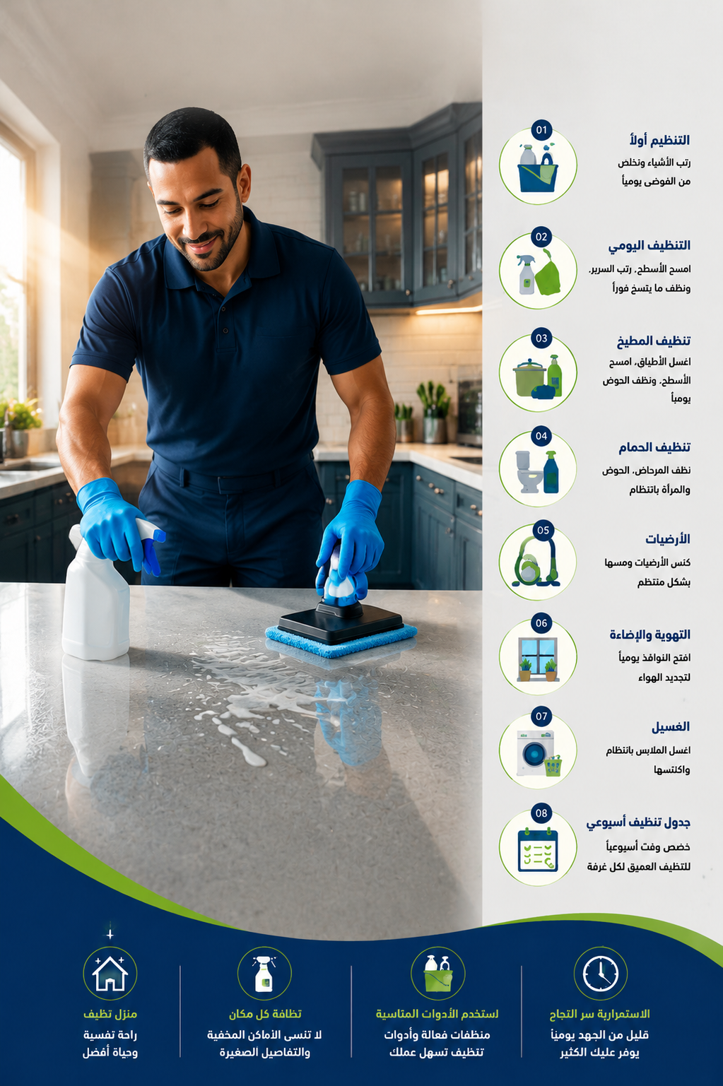أساسيات تنظيف البيت للحصول علي منزل نظيف دائما